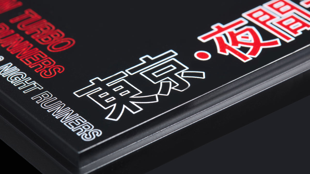 JDM "Tokyo Night Runners" UV Printed Acrylic Display Box - Clear Showcase Case for 1:64 / 1:43 Scale Diecast Model Cars (AE86, Skyline, Supra, GTR)