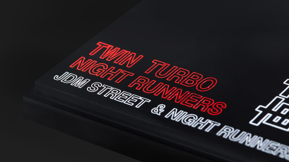 JDM "Tokyo Night Runners" UV Printed Acrylic Display Box - Clear Showcase Case for 1:64 / 1:43 Scale Diecast Model Cars (AE86, Skyline, Supra, GTR)