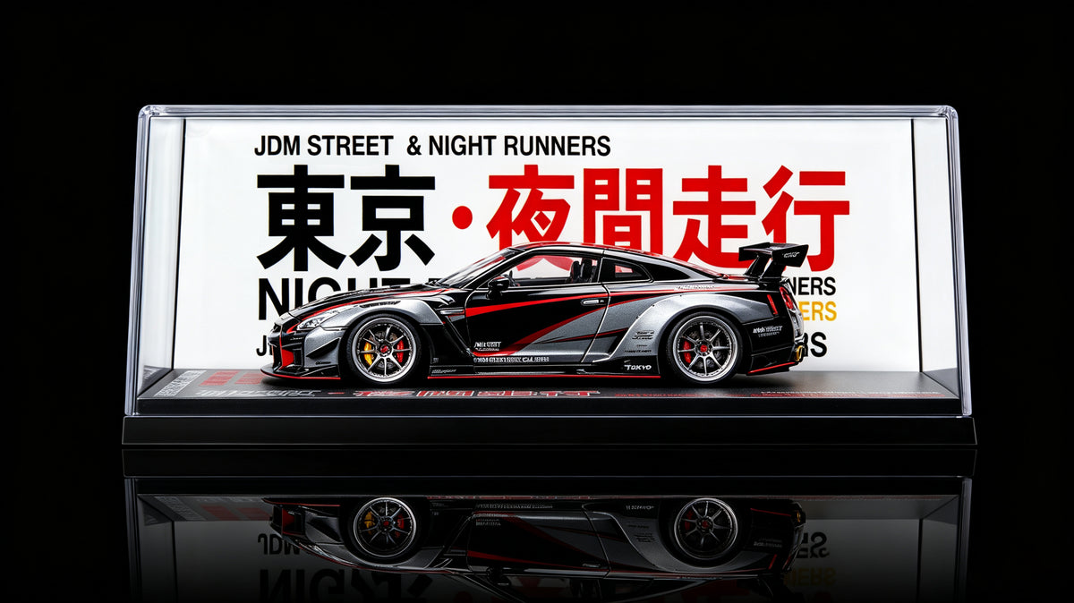 JDM Tokyo Night Runners UV printed clear acrylic display box for 1:64 1:43 scale model cars