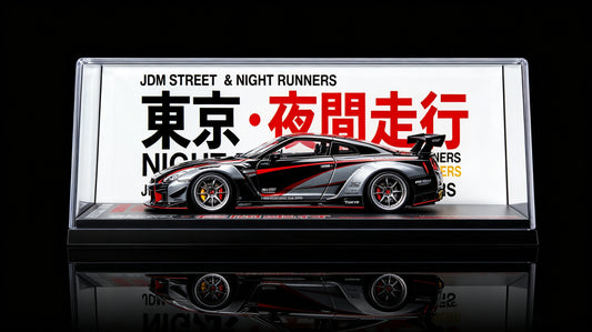 JDM Tokyo Night Runners UV printed clear acrylic display box for 1:64 1:43 scale model cars